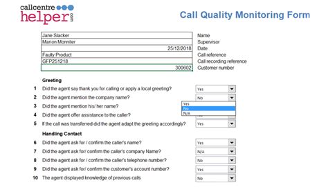 call quality coaching template